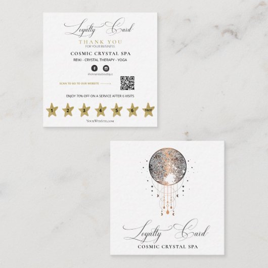 *~* Cosmic Celestial Boho QR beloont gouden sterre Klantenkaartje (Voorkant / Achterkant)