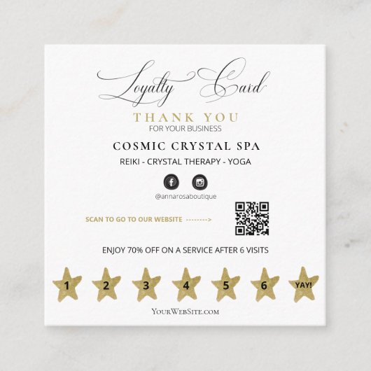 *~* Cosmic Celestial Boho QR beloont gouden sterre Klantenkaartje (Voorkant)