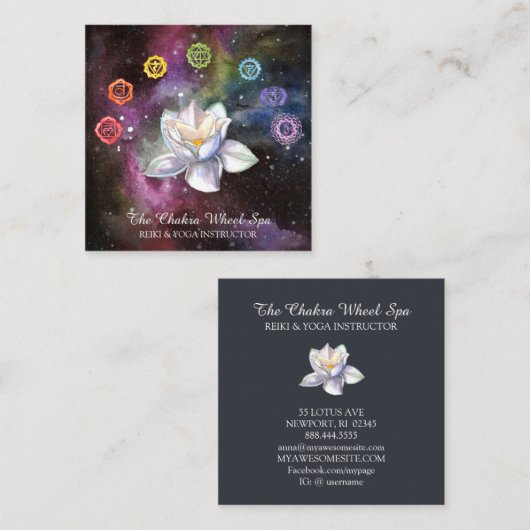*~* Cosmic Celestial Chakra Symbols Cosmos Lotus Vierkante Visitekaartje (Voorkant / Achterkant)