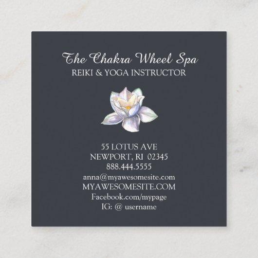 *~* Cosmic Celestial Chakra Symbols Cosmos Lotus Vierkante Visitekaartje (Achterkant)