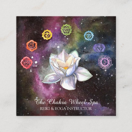 *~* Cosmic Celestial Chakra Symbols Cosmos Lotus Vierkante Visitekaartje (Voorkant)