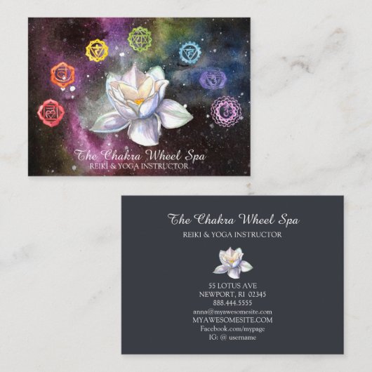 *~* Cosmic Celestial Chakra Symbols Cosmos Lotus Visitekaartje (Voorkant / Achterkant)