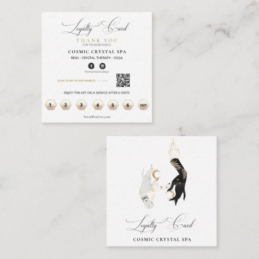 *~* Cosmic Celestial Hands Palm Leaves QR Rewards Klantenkaartje (Voorkant / Achterkant)