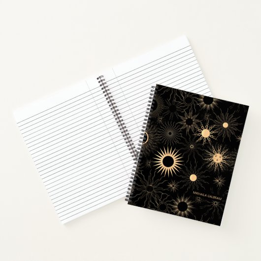 Cosmic Celestial Sun Pattern Personalized Notitieboek (Binnen)