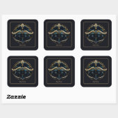 Cosmic Centaur Zodiac Sign Black Gold Sagittarius Vierkante Sticker (Vel)