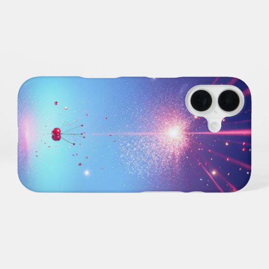 Cosmic Cherry Phone Case - Celestial Light Burst iPhone 16 Hoesje (Achterkant horizontaal)