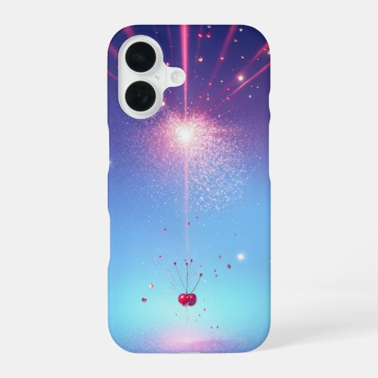 Cosmic Cherry Phone Case - Celestial Light Burst iPhone 16 Hoesje (Achterkant)