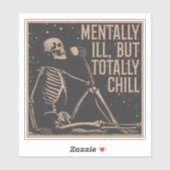 Cosmic Chill: Het ontspannen skelet Sticker (Vel)