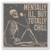 Cosmic Chill: Het ontspannen skelet Sticker (Voorkant)