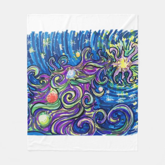 Cosmic Christmas Tree Fleece Deken (Voorkant)