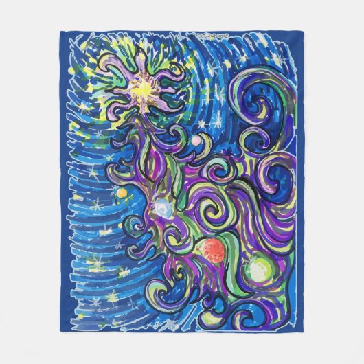 Cosmic Christmas Tree Fleece Deken (Voorkant)