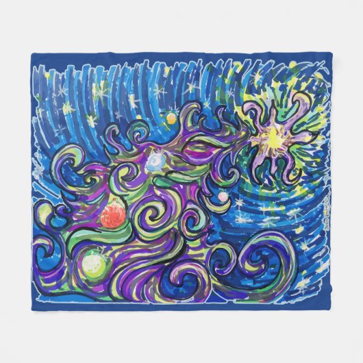 Cosmic Christmas Tree Fleece Deken (Voorkant (Horizontaal))