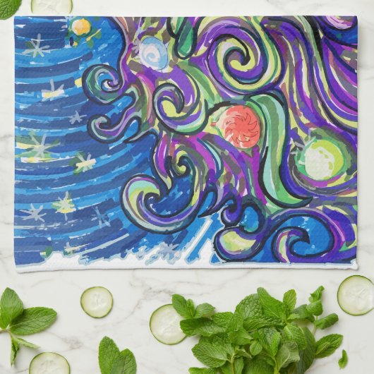 Cosmic Christmas Tree Theedoek (Gevouwen)