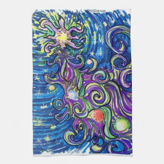 Cosmic Christmas Tree Theedoek (Verticaal)