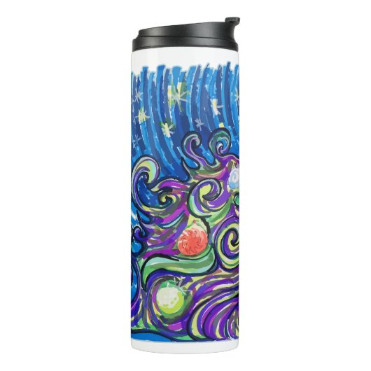 Cosmic Christmas Tree Thermosbeker (Gedraaid links)