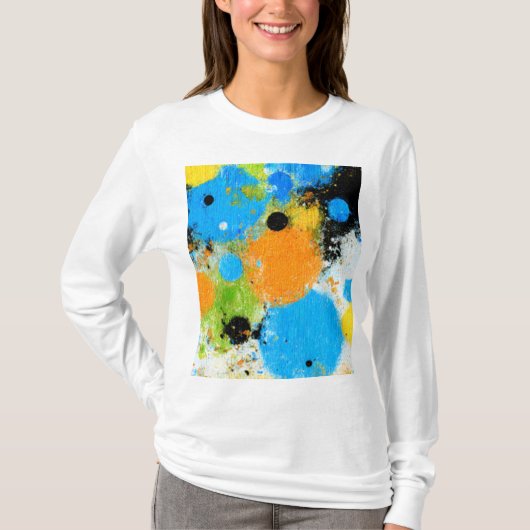 Cosmic Chromatic Splatter: Abstract Orbit T-shirt (Voorkant)