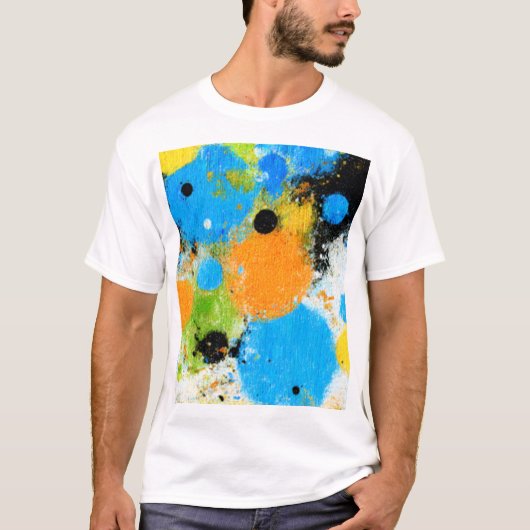 Cosmic Chromatic Splatter: Abstract Orbit T-shirt (Voorkant)