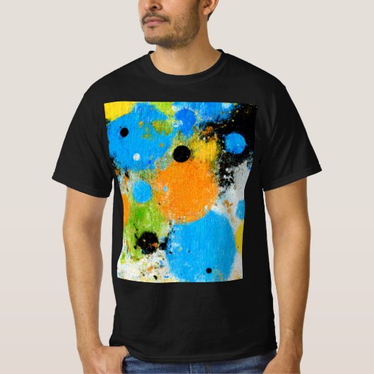 Cosmic Chromatic Splatter: Abstract Orbit T-shirt (Voorkant)