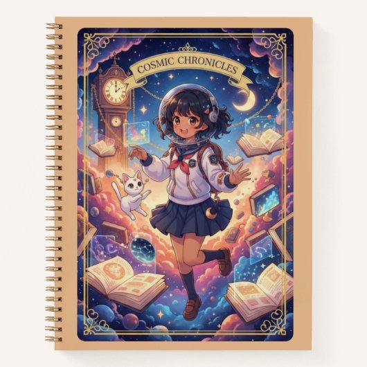 Cosmic Chronicles Astronaut Anime Girl Journal Notitieboek (Voorkant)