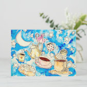 cosmic cinnamon rolls & coffee cups art feestdagenkaart (Staand voorkant)