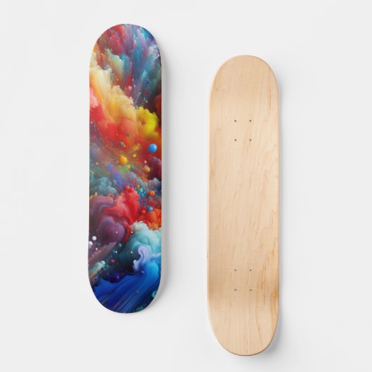 Cosmic Color Burst Abstract Skateboard (Voorkant)