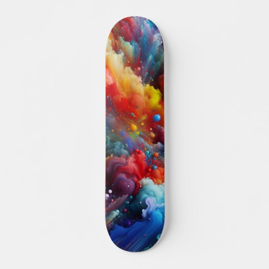 Cosmic Color Burst Abstract Skateboard (Voorkant)