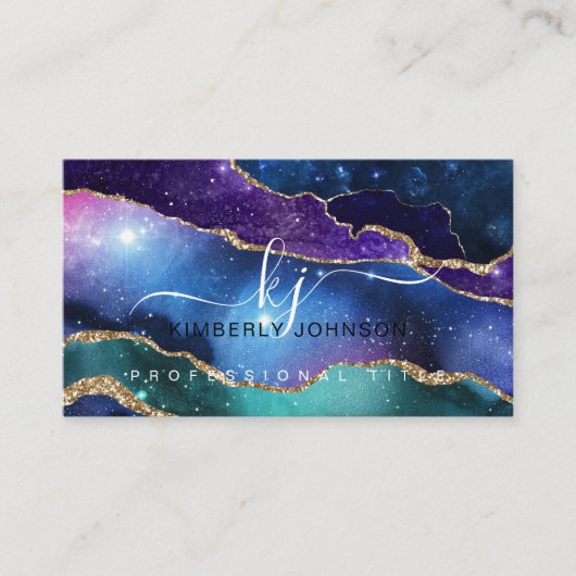 Cosmic Colors Nepgoud Glitter Agate Professioneel Visitekaartje (Voorkant)