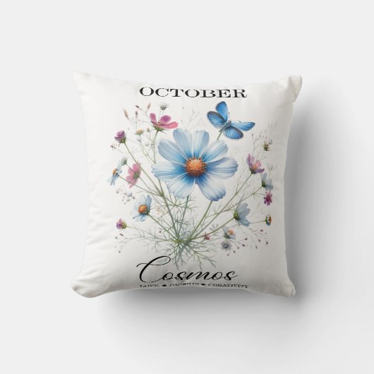 Cosmic Comfort • October Birth Flower Throw Pillow Kussen (Voorkant)