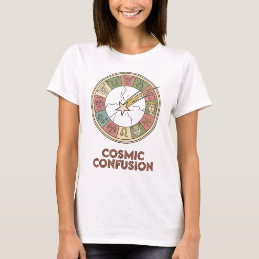 Cosmic Confusion – Zodiac Chaos Design T-shirt (Voorkant)