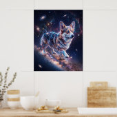 Cosmic Corgi Melkweg Stelsel Kunst Poster (Keuken)