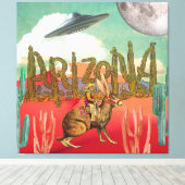 Cosmic Cowboy Arizona Jackalope Surreal Collage Canvas Afdruk (Insitu (Houten vloer))