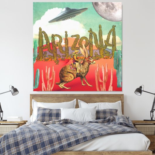 Cosmic Cowboy Arizona Jackalope Surreal Collage Canvas Afdruk (Insitu (Slaapkamer))