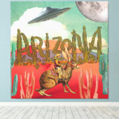Cosmic Cowboy Arizona Jackalope Surreal Collage Canvas Afdruk (Insitu (Houten vloer))