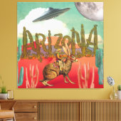 Cosmic Cowboy Arizona Jackalope Surreal Collage Canvas Afdruk (Insitu (Woonkamer))