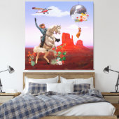 Cosmic Cowboy Disco Canyon Horse Surreal Collage Canvas Afdruk (Insitu (Slaapkamer))
