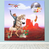 Cosmic Cowboy Disco Canyon Horse Surreal Collage Canvas Afdruk (Insitu (Houten vloer))