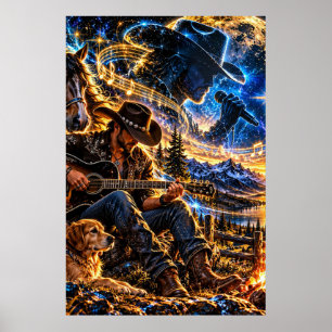 Cosmic Cowboy Muzikant Poster