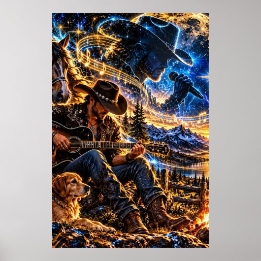 Cosmic Cowboy Muzikant Poster (Voorkant)