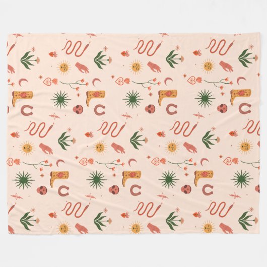 Cosmic Cowgirl Patterned Blanket Fleece Deken (Voorkant (Horizontaal))