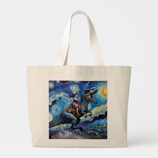 Cosmic Cowgirl Voyage - Dino Ride Canvas tas (Achterkant)