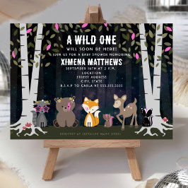 Cosmic Creatures Wild One Woodland Baby shower Kaart