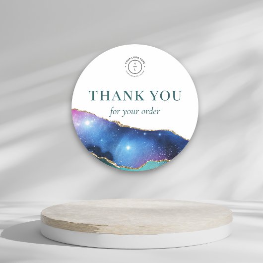 Cosmic Crystal Geode Business Logo Bedankt Ronde Sticker