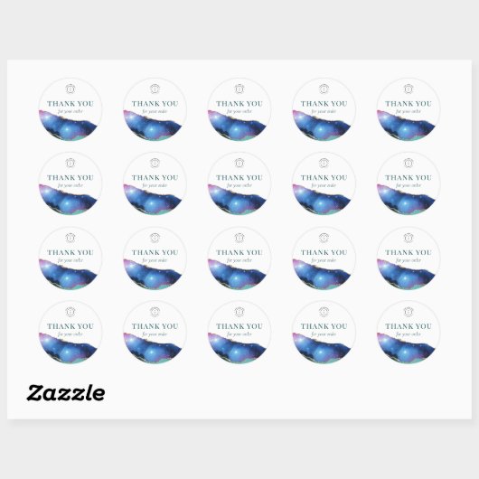 Cosmic Crystal Geode Business Logo Bedankt Ronde Sticker (Vel)