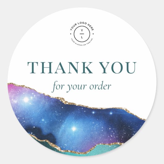Cosmic Crystal Geode Business Logo Bedankt Ronde Sticker (Voorkant)