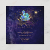 *~* Cosmic Crystals Gold Glitter Stars Blue Vierkante Visitekaartje (Achterkant)