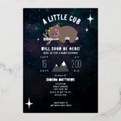 Cosmic Cub Folie Sterren Baby shower Uitnodiging (Voorkant)