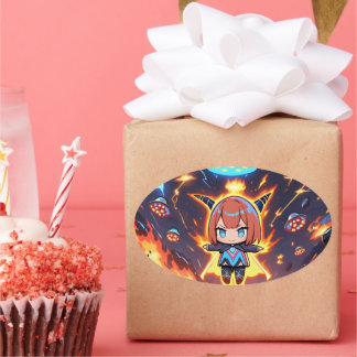 Cosmic Cutie Chaos Ovale Sticker