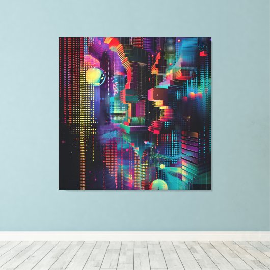 Cosmic Data Scape Canvas Afdruk (Insitu (Houten vloer))