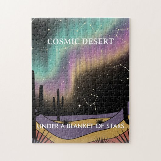 Cosmic Desert Aurora • Retro Western Night Sky Legpuzzel (Verticaal)