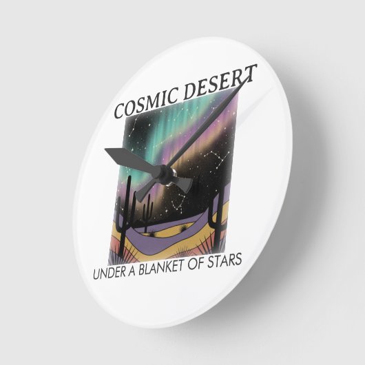 Cosmic Desert Aurora • Retro Western Night Sky Ronde Klok (Hoek)